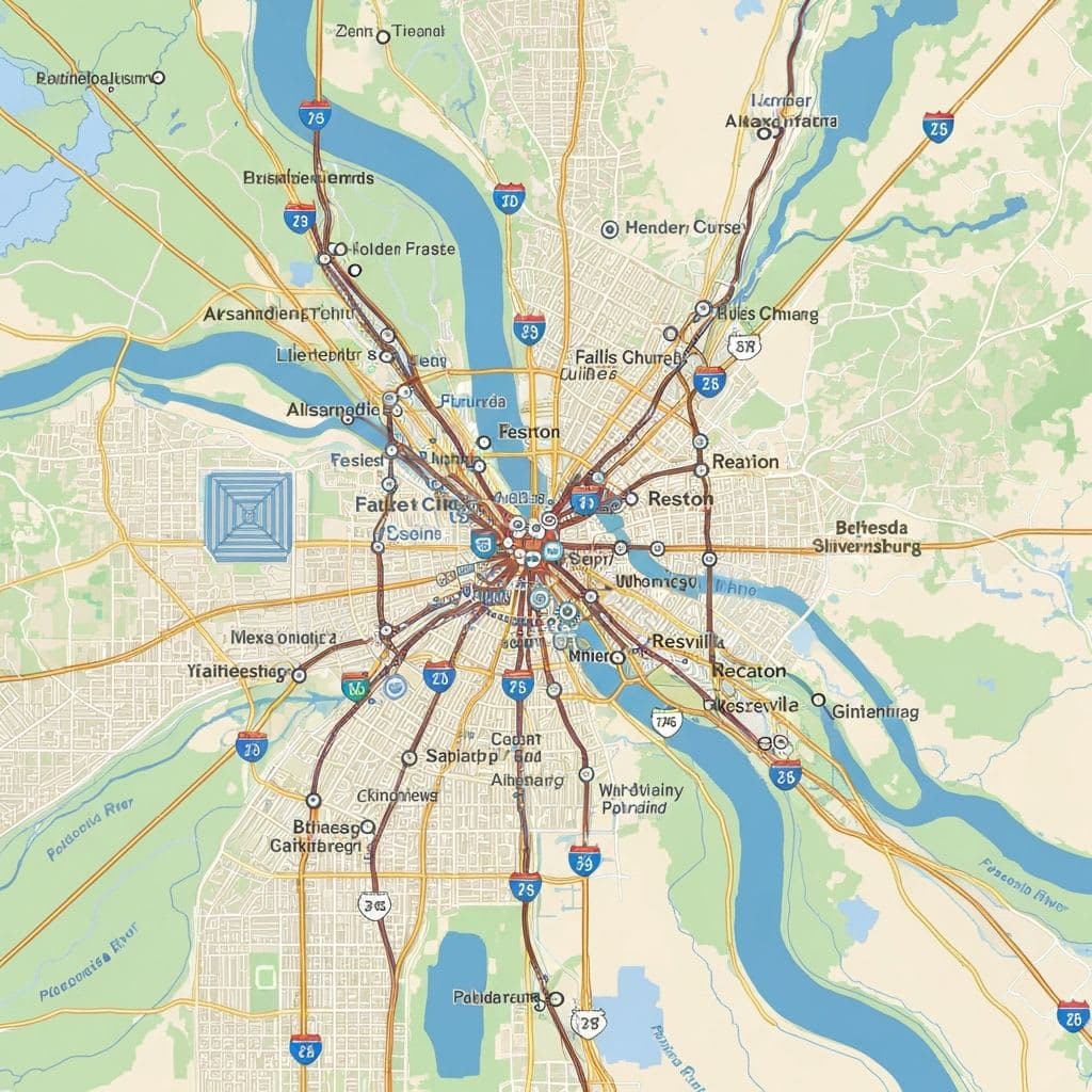 D.C. Metro service area map