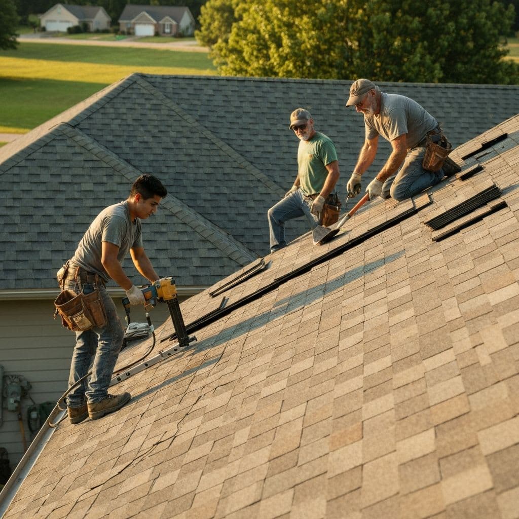 Ohio residential roofing crew at work