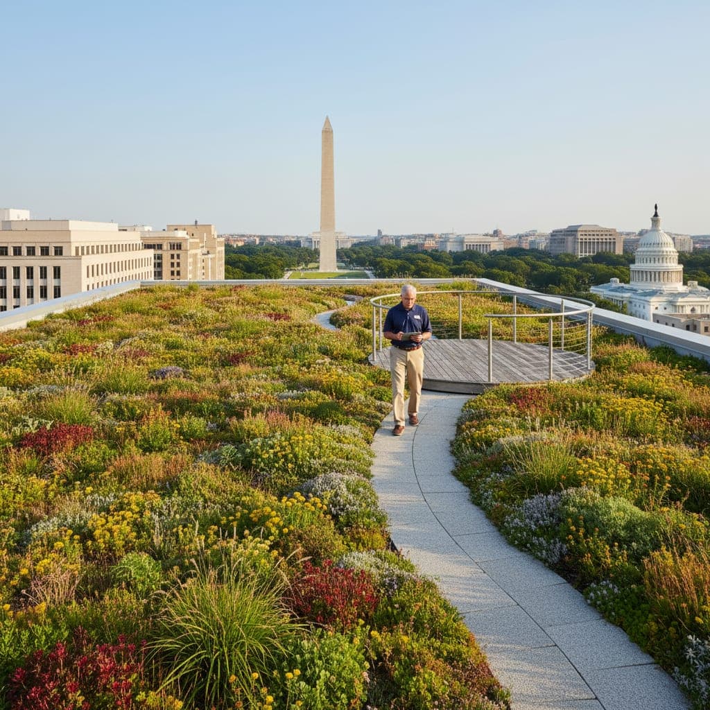 Green roof system on Washington DC commercial building