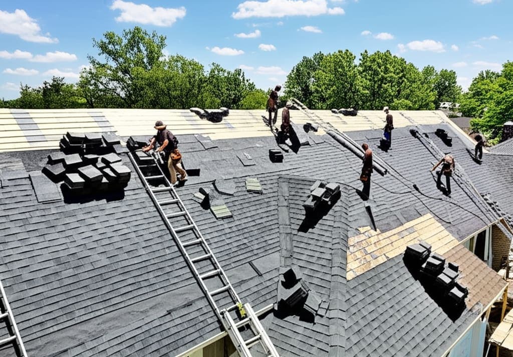Roof inspection in progress