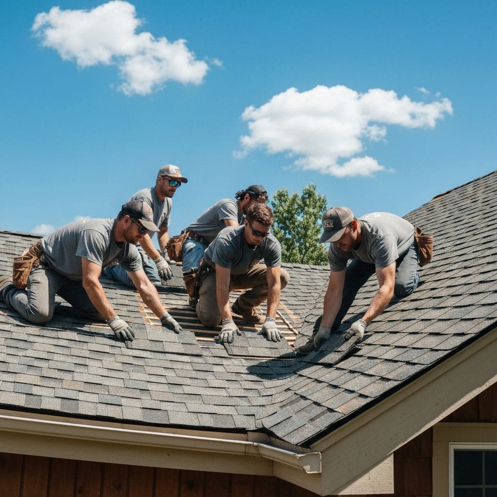 Roof replacement in progress