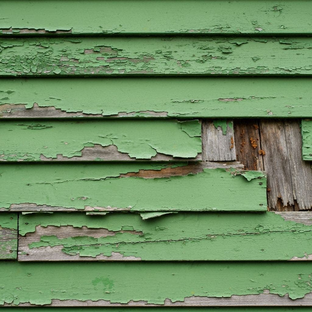 Damaged siding before repair