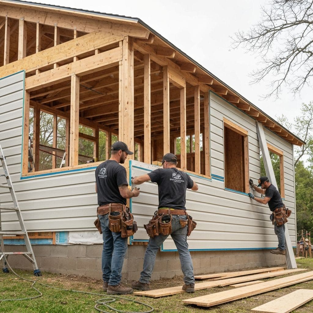 Siding installation in progress
