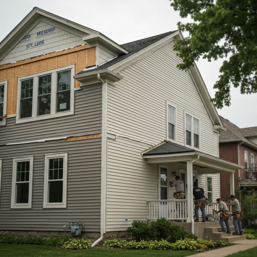 Siding installation progress