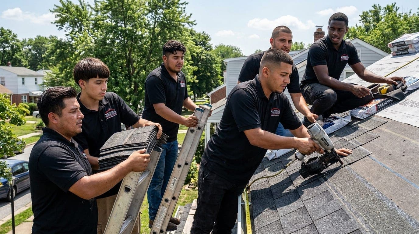 Baltimore crew installing roof