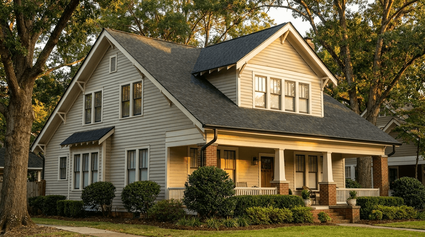 Storm damage inspection on an asphalt shingle roof in Atlanta